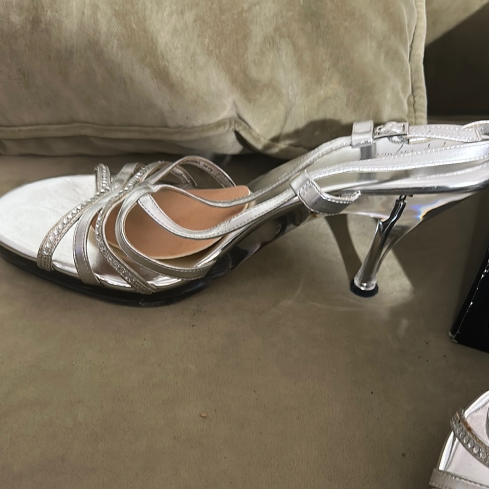 Elegant Silver Strappy Heels